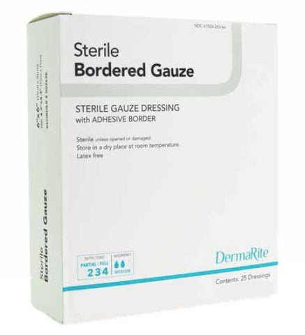DermaRite Adhesive Wound Dressing, Sterile Bordered Gauze โ dcmedicalsupply