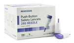 Lancet McKesson Fixed Depth Lancet Needle 1.5 mm Depth 28 Gauge Push Button Activated